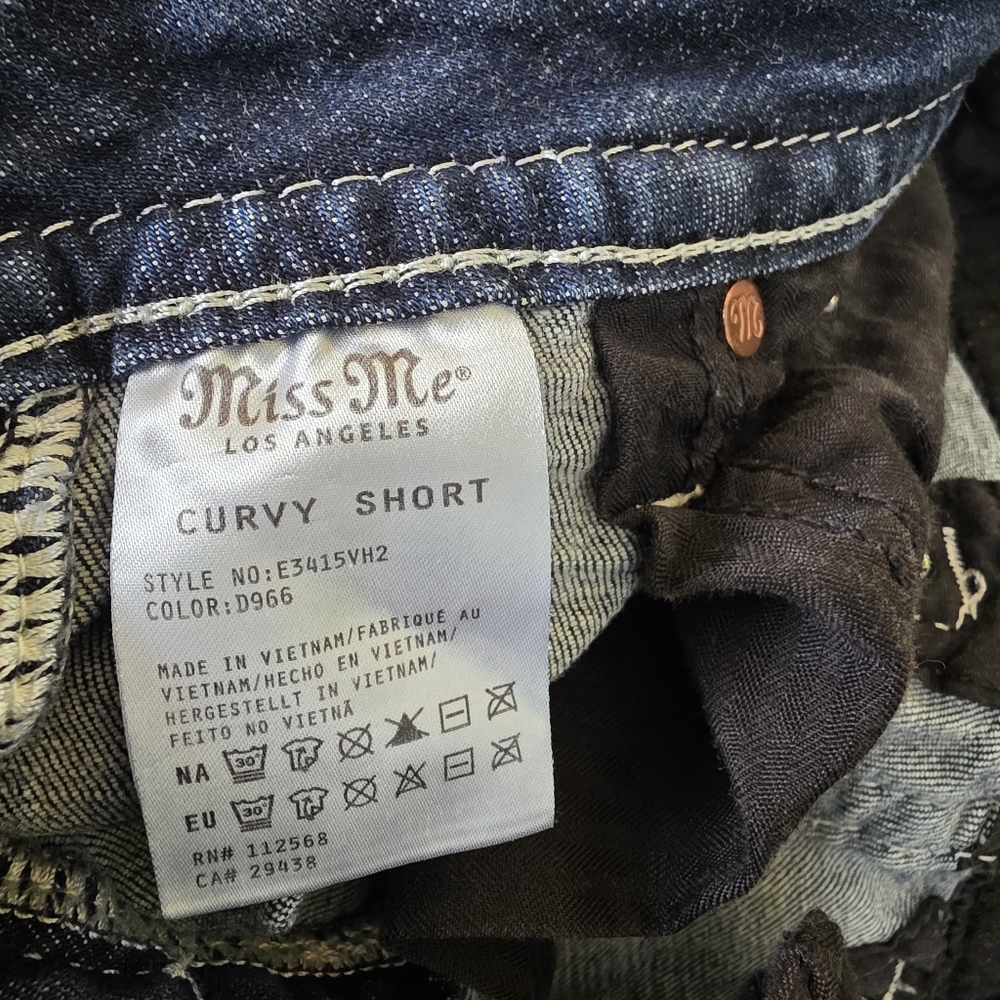 Miss Me Dark Blue Distressed Jean Shorts - Picture 6 of 6